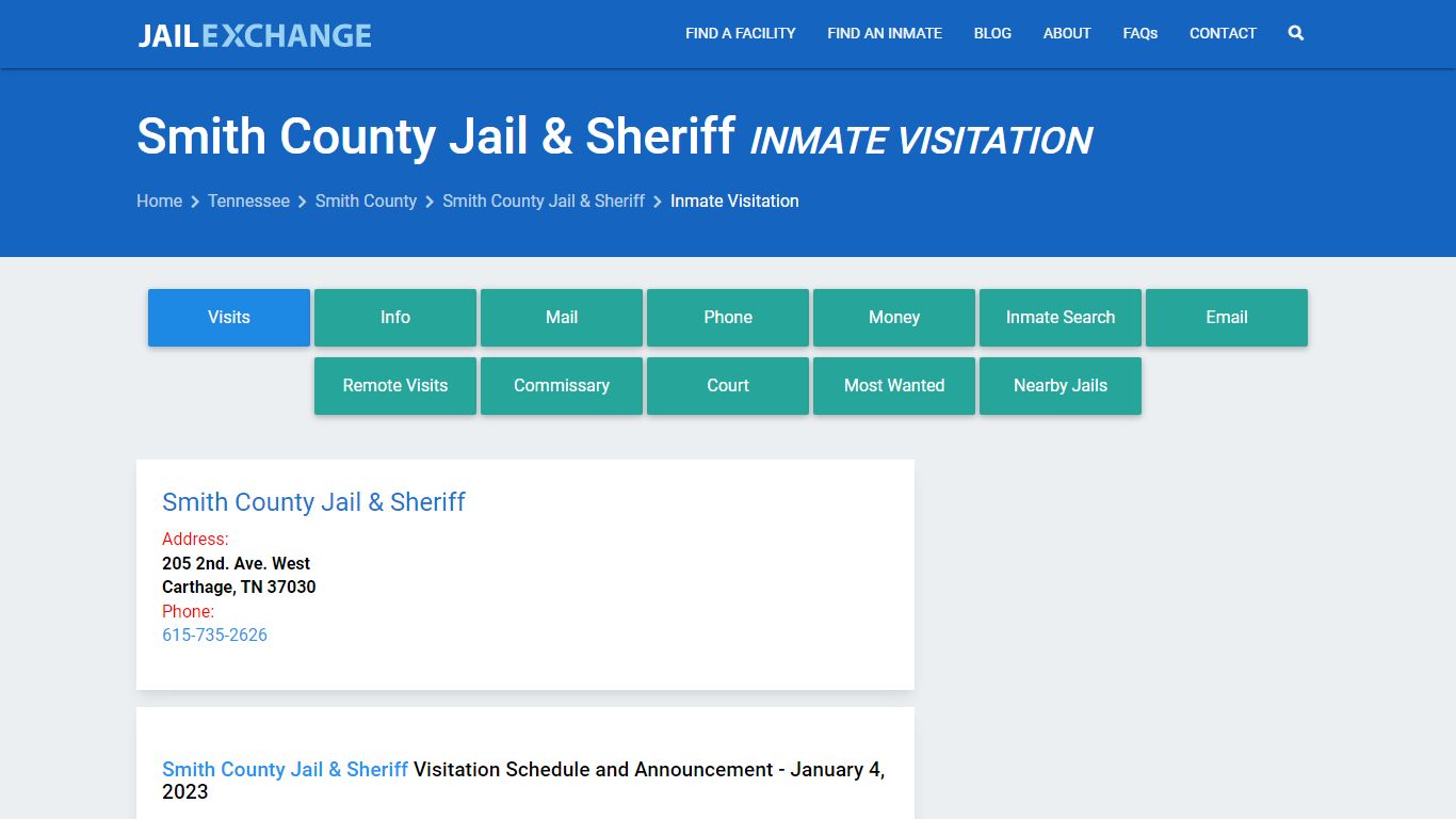 Inmate Visitation - Smith County Jail & Sheriff, TN - Jail Exchange
